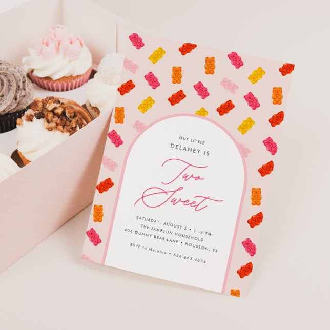 Zwei süße Bonbons Gummy Bären Girls zum zweiten Ge Einladung (Von Creator hochgeladen)