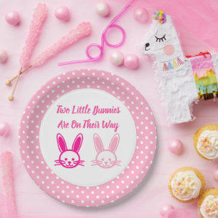 Zwei süße Bunnies-Twin-Girls Pappteller
