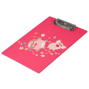 Zwei süße Cartoon-Schweine im Frühling Clip Board Klemmbrett