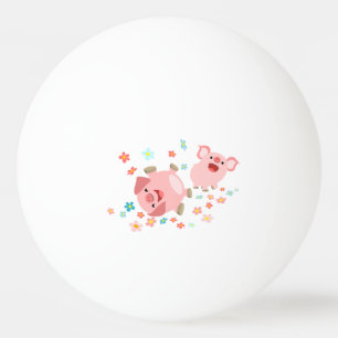 Zwei süße Cartoon-Schweine im Ping-Pong-Ball des F Tischtennisball