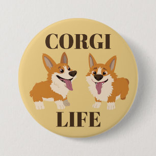 Zwei süße Corgi-Hunde-Button Button