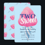 Zwei süße Cotton Candy Kids zum zweiten Geburtstag Einladung<br><div class="desc">Feiern Sie den besonderen Tag Ihres Süßes mit diesem Zwei Sweet Lemon Kids Second Birthday Design. Das Design zeichnet sich durch eine große Cotton Candy vor einem hellblauen Hintergrund aus. Das Gegenteil ist ein Muster von Baumwollkanadien. Sie können dies durch einen Klick auf "PERSONALISIEREN" weiter anpassen. Matching Items in unserem...</div>