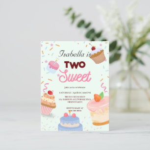 Zwei süße Cupcake mit Streuseln 2. Geburtstag Mädc Postkarte