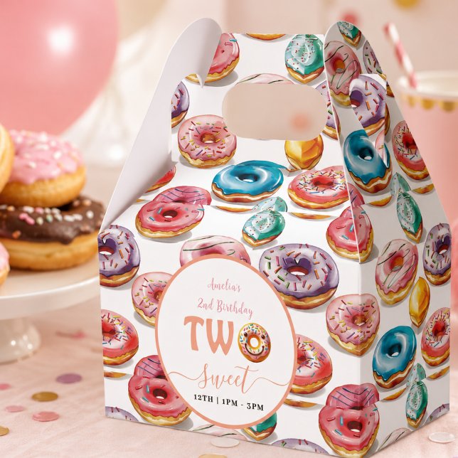 Zwei süße Donuts 2. Geburtstag Party Geschenkschachtel (Two Sweet Donuts 2nd Birthday party Favor Boxes)