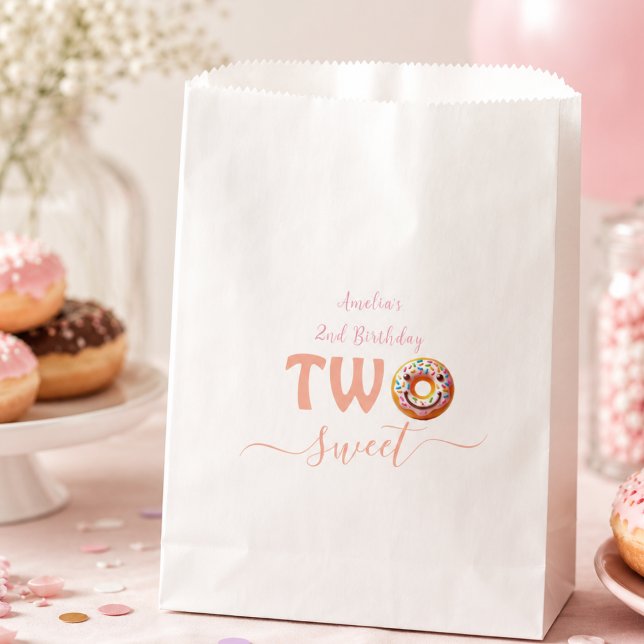 Zwei süße Donuts 2. Geburtstag Party Geschenktütchen (Two Sweet Donuts 2nd Birthday party Favor Bag)