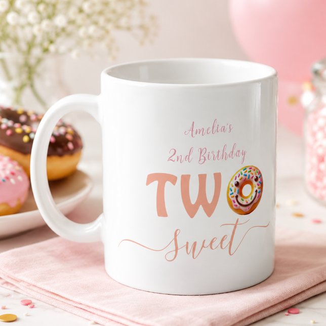 Zwei süße Donuts 2. Geburtstag Party Kaffeetasse (Two Sweet Donuts 2nd Birthday party Coffee Mug)