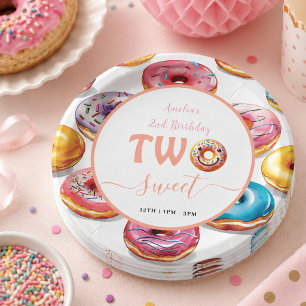 Zwei süße Donuts 2. Geburtstag Party Pappteller