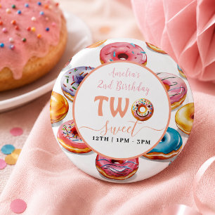 Zwei süße Donuts 2. Geburtstagsfeier Button
