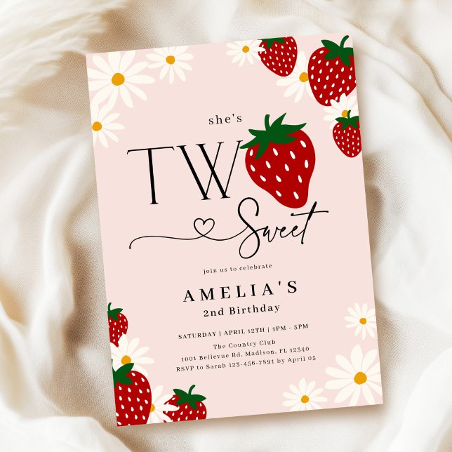 Zwei süße Erdbeeren 2. Geburtstag Einladung (Von Creator hochgeladen)