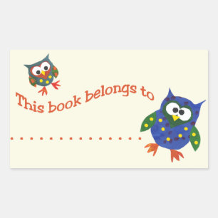 Zwei süße Eulen Sticker-Exlibris Rechteckiger Aufkleber