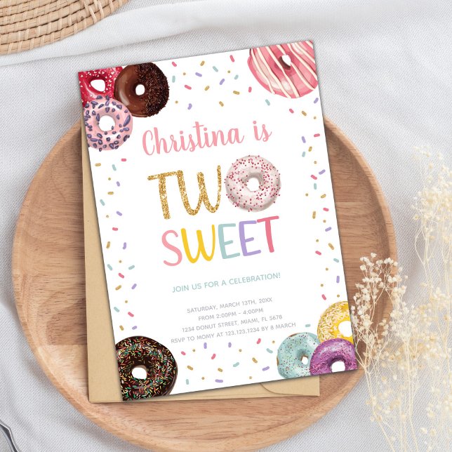 Zwei süße Farben Donut Geburtstag Einladungen (Two Sweet Colors Donut Birthday Invitations)