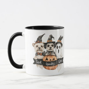 Zwei süße Hunde und Geist Halloween Tasse
