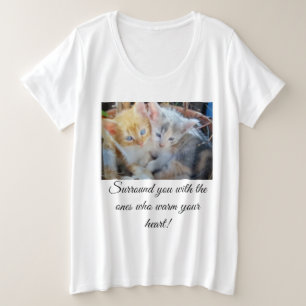 Zwei süße Kätzchen Foto vorne, hinten Herz Pfote,  Große Größe T-Shirt