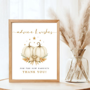 Zwei süße kleine Kürbisse Baby Shower Hinweisschil Poster
