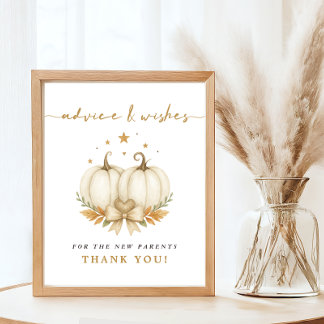 Zwei süße kleine Kürbisse Baby Shower Hinweisschil Poster