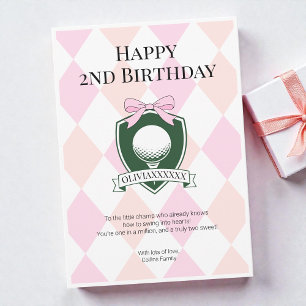 Zwei süße Mädchen Golf Alles Gute zum 2. Geburtsta Karte