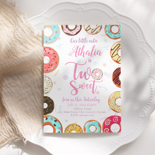 Zwei süße Niedliche Donuts 2. Geburtstag Einladung
