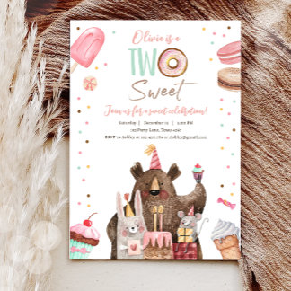Zwei süße Party Tiere Donut Girl zweiten Geburtsta Einladung