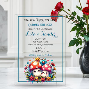 Zwei süße Pilze Whimsical Hochzeit Acryleinladungen