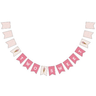 Zwei süße rosa Eiscreme-Banner Wimpelkette