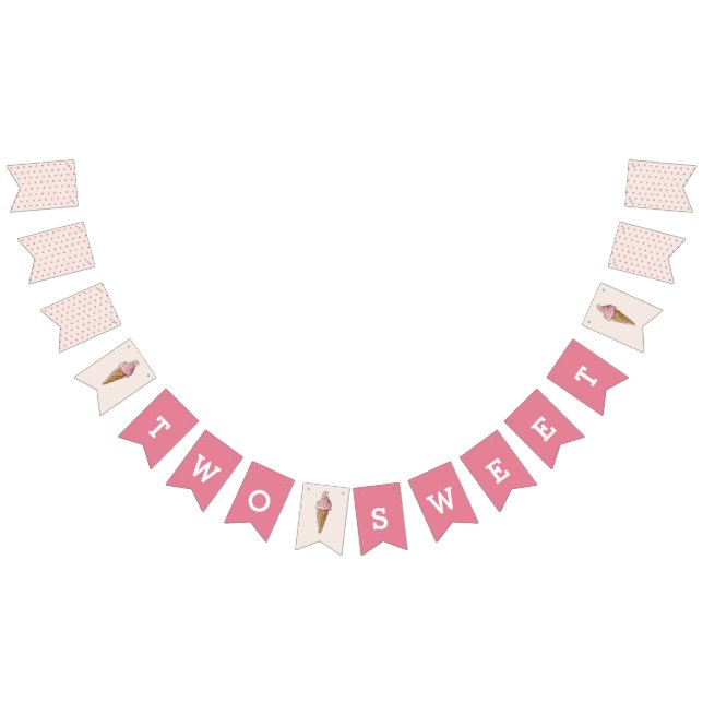 Zwei süße rosa Eiscreme-Banner Wimpelkette (Alle)