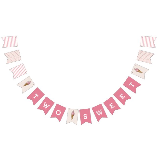 Zwei süße rosa Eiscreme-Banner Wimpelkette (Alle)