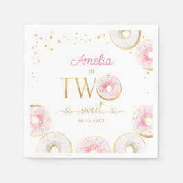 Zwei süße Rosa Gold Donuts Geburtstag Serviette