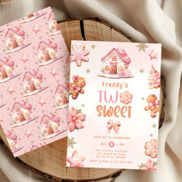 Zwei süße Weihnachtskekse Mädchen 2. Geburtstag Einladung