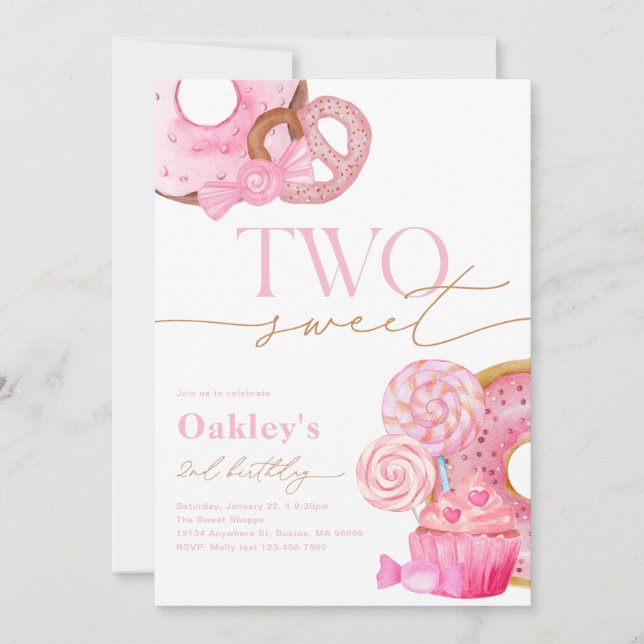 Zwei Sweet 2. Geburtstag Einladung (Vorderseite)