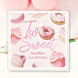 ZWEI Sweet 2. Geburtstag Girls Pink Donut Papier Serviette