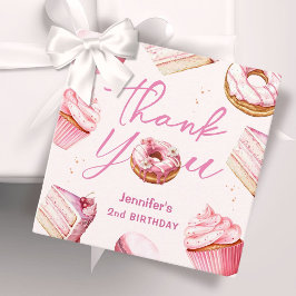 ZWEI Sweet 2. Geburtstagsmädchen Pink Donut Party Geschenkanhänger