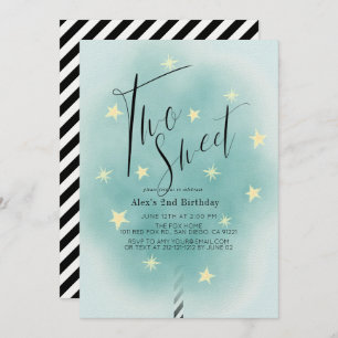 Zwei Sweet Aquamarin Cotton Candy Boy 2. Geburtsta Einladung