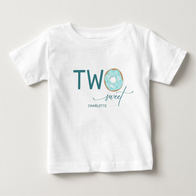 Zwei Sweet Aquamarin Mattiert Donut Girl's 2. Gebu Baby T-shirt (Vorderseite)