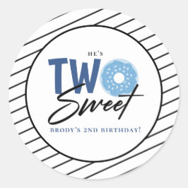 Zwei Sweet Blue Doughnut 2. Geburtstag Runder Aufkleber