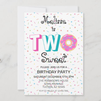 Zwei Sweet Donut 2. Geburtstags-Party Einladung
