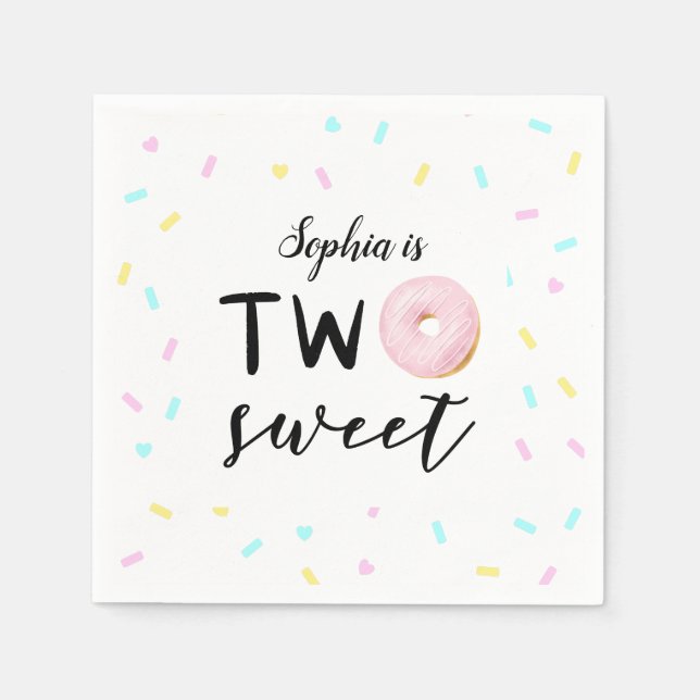 Zwei Sweet Donut 2. Geburtstags-Party Serviette (Vorderseite)