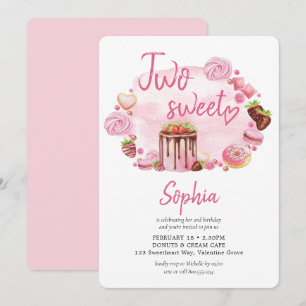Zwei Sweet Donut Macaron Leckereien 2. Geburtstag Einladung