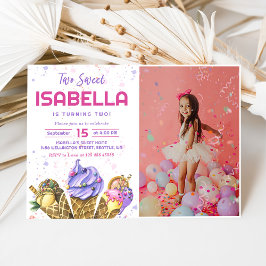 Zwei Sweet Girls Ice Cream 2. Geburtstag Foto Einladung