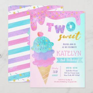 Zwei Sweet Ice Cream Geburtstag Party Einladung