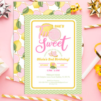 Zwei Sweet Lemon 2. Geburtstag Einladung