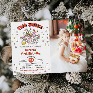 Zwei Sweet Niedlich Groovy Ball Geburtstagsparty F Einladung