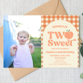 Zwei Sweet Peach Picture 2. Geburtstags-Party Einladung
