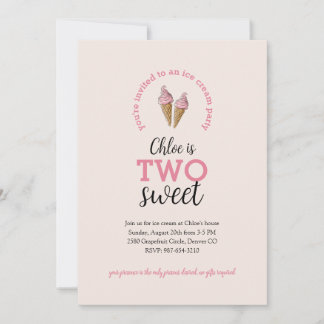 Zwei Sweet Second Birthday Party Einladung