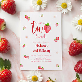Zwei Sweet Strawberry 2. Geburtstag Einladung