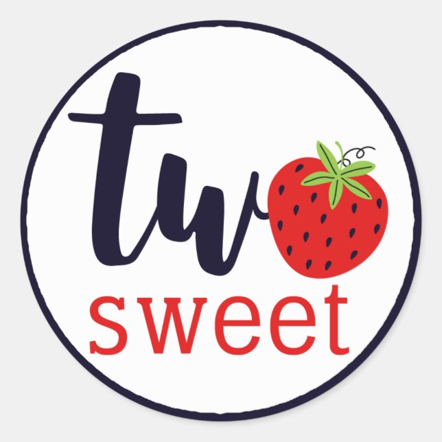 ZWEI Sweet Strawberry Birthday Girl 2. Party Runder Aufkleber (Vorderseite)