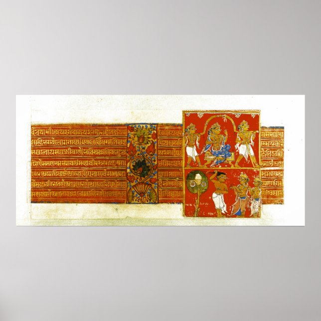 Zwei Szenen aus dem Kalpasutra, Mandu, 1439 Poster (Vorne)
