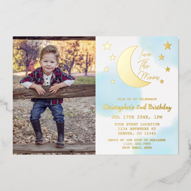 Zwei Tage der Mond Folieneinladung (Vorderseite)