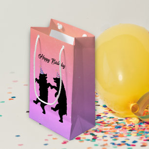 Zwei tanzende Black Bears Party hisst Geburtstag Kleine Geschenktüte