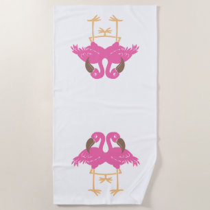 Zwei tanzende Flamingos Strandtuch