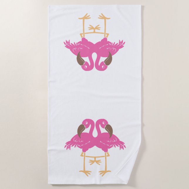Zwei tanzende Flamingos Strandtuch (Vorderseite)